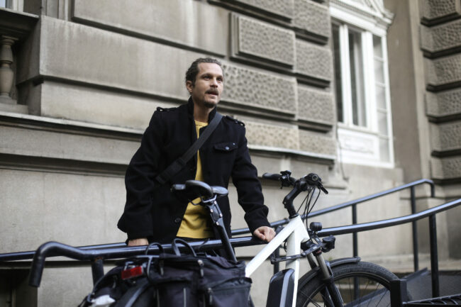 Man with an electric bicycle