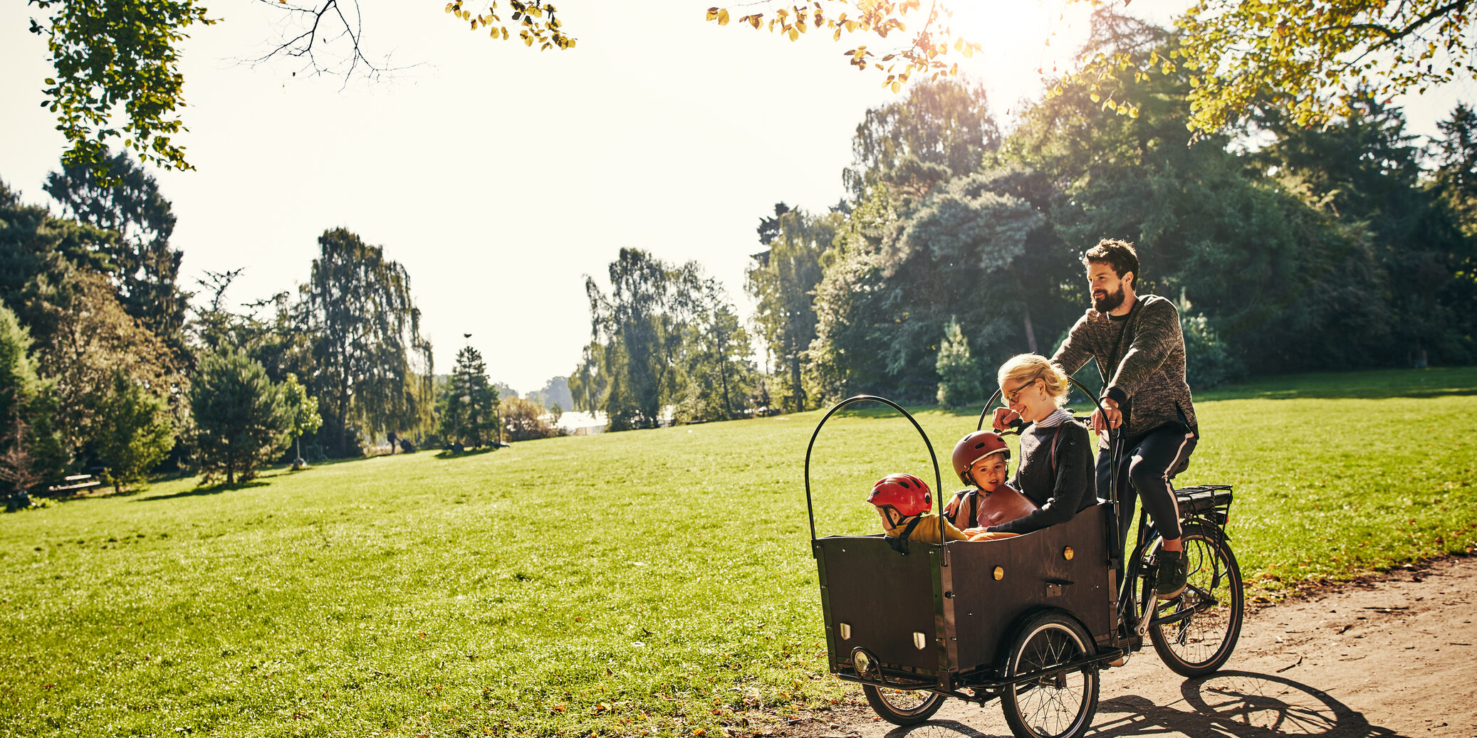 Cycling through the park