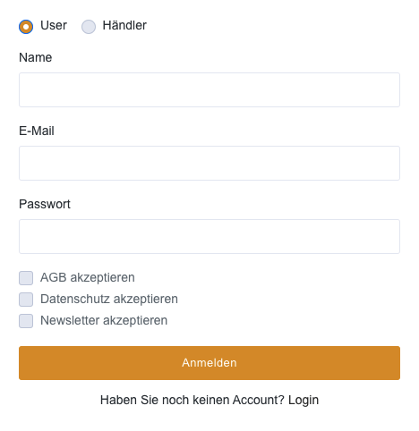 Ergänze dein Händlerprofil