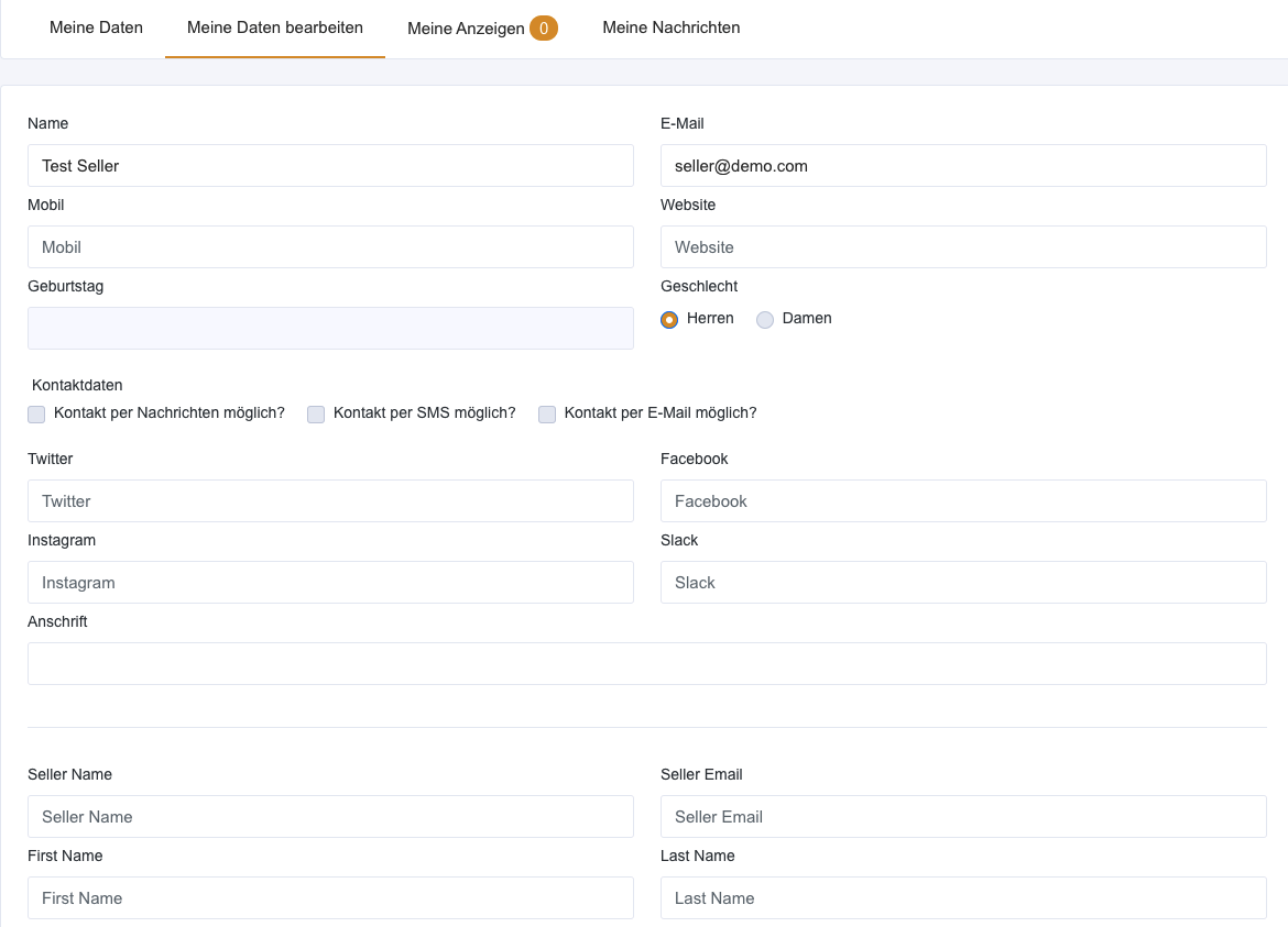 Ergänze dein Händlerprofil